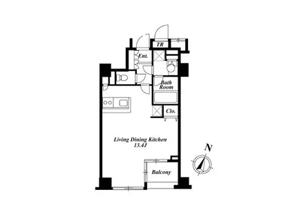 セントラルクリブ六本木III棟(ワンルーム/6階)の間取り写真