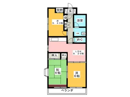 アミーパレス山内II(3LDK/2階)の間取り写真