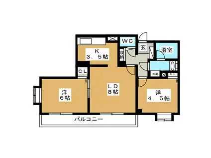 クレアコート大蔵(2LDK/3階)の間取り写真