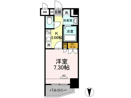 ホウエイコート秋葉原(1K/7階)の間取り写真