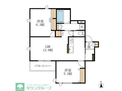 THE RITZ 中柴(2LDK/3階)の間取り写真