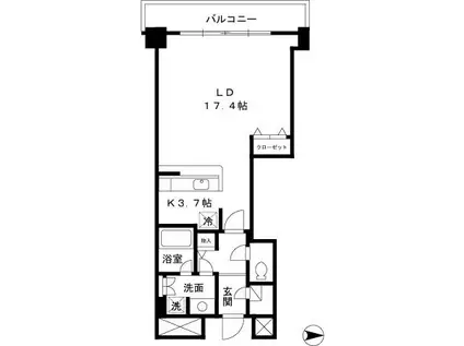 パシフィックロイヤルコートみなとみらい アーバンタワー(ワンルーム/8階)の間取り写真