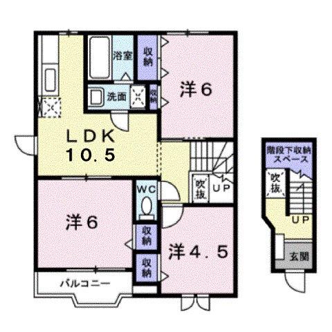 ゴールドクレスト藤井(3LDK/2階)の間取り写真