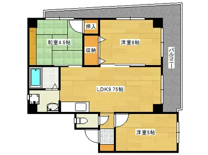 田岡マンション(3LDK/2階)の間取り写真