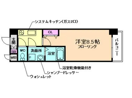 レジデンス塚本ヴィークス(1K/2階)の間取り写真