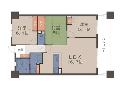サーパスみずほ通(3LDK/3階)の間取り写真