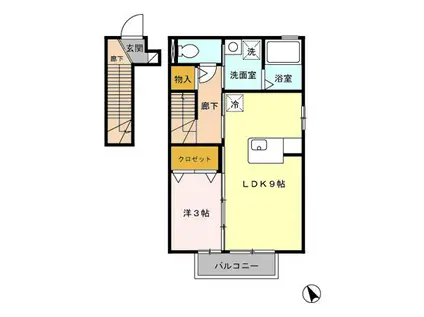 セジュール宮沢(1LDK/2階)の間取り写真