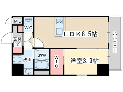 エスリードレジデンス梅田マークス(1LDK/6階)の間取り写真