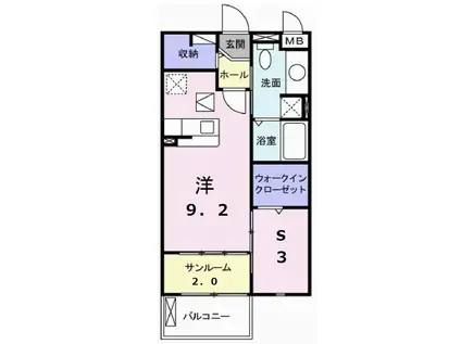 エテルノ・フィオーレ(ワンルーム/1階)の間取り写真