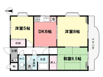 ベルヴュー井草(3DK/2階)の間取り写真