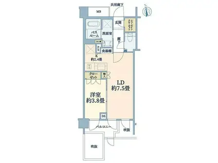 オープンレジデンシア神楽坂プレイス(1LDK/1階)の間取り写真