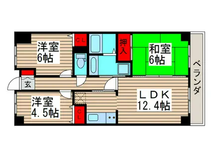 パストラル石井(3LDK/4階)の間取り写真