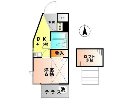 ベルエアー丸山(1K/1階)の間取り写真