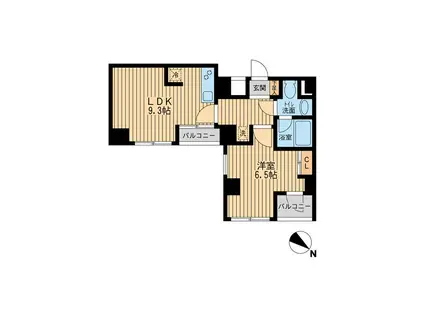 ユニフォート目黒中町(1LDK/1階)の間取り写真