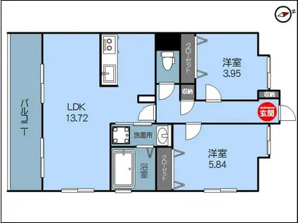 MOND YONEYAMA II(2LDK/3階)の間取り写真