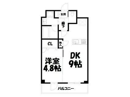 ベラジオ五条堀川III(1DK/6階)の間取り写真