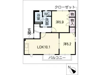 ベルパーク丸山 J棟(2LDK/1階)の間取り写真