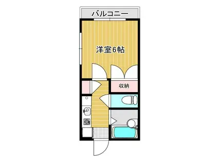 ミルキーウェイ サウス棟(1K/2階)の間取り写真