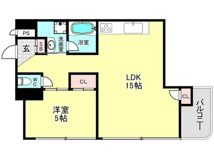 松栄市岡ハイツ(1LDK/9階)の間取り写真