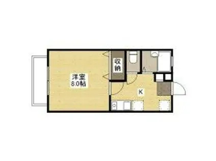 ブルーダイアモンド B棟(1K/2階)の間取り写真