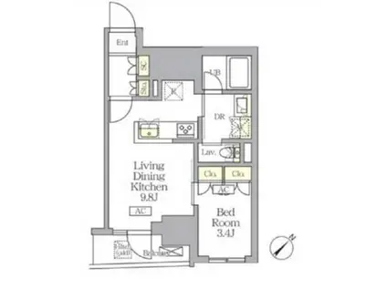 MFPRコート日本橋馬喰町(1LDK/5階)の間取り写真
