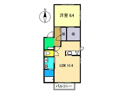 メゾン マルソ B棟(1LDK/1階)の間取り写真