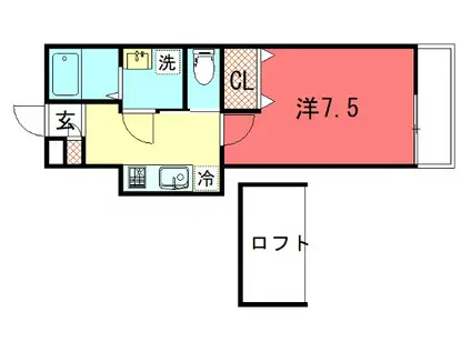 SUPREME浄土寺(1K/3階)の間取り写真