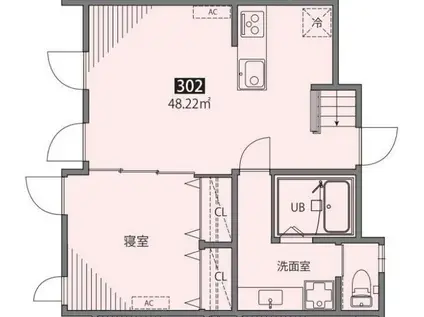 リーフテラス仙川(1LDK/3階)の間取り写真