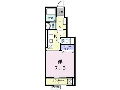 リバーサイド L(1K/1階)の間取り写真