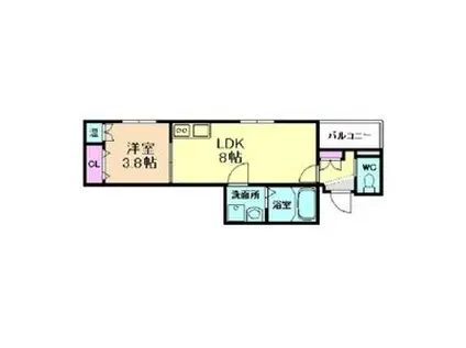 ローズガーデン矢田II(1LDK/3階)の間取り写真