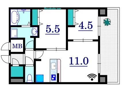 S-RESIDENCE国泰寺I(2LDK/16階)の間取り写真