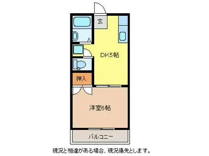 北条ライブタウンB(1DK/2階)の間取り写真