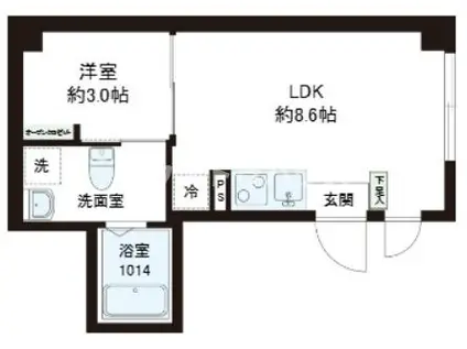 レピュア十条レジデンスII(1LDK/2階)の間取り写真