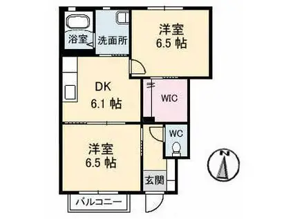 ブランドールT (2DK/1階)の間取り写真