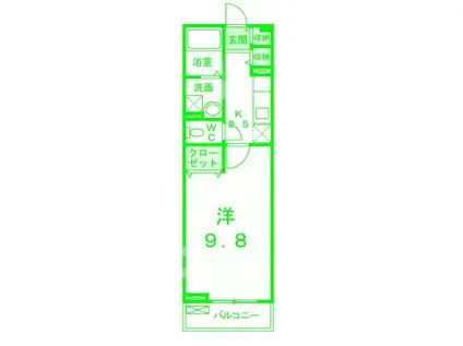 ローレルⅠ(1K/1階)の間取り写真