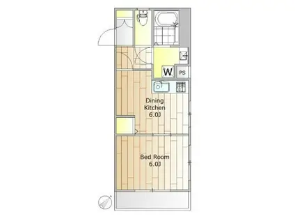 祐天寺ハイツ(1DK/6階)の間取り写真