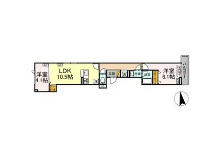 セレスティア北加平(2LDK/3階)の間取り写真