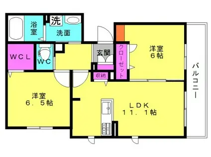 シャーメゾン・ダヴ(2LDK/3階)の間取り写真
