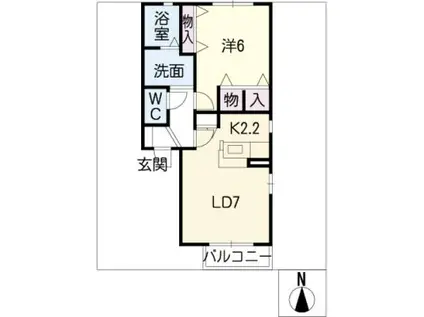フォーレス四季II D棟(1LDK/2階)の間取り写真
