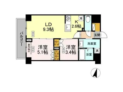 ロイジェント西新井(2LDK/6階)の間取り写真