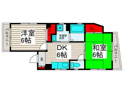 ニュー松(2DK/2階)の間取り写真