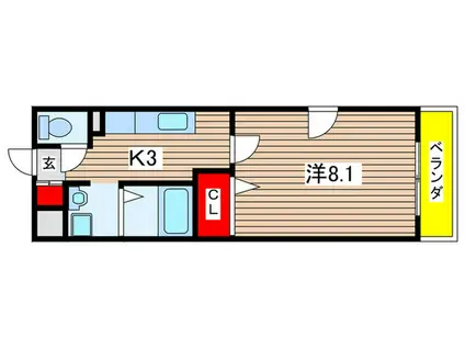 マリベールカネコ(1K/1階)の間取り写真