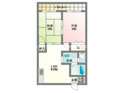 エストジャルダン西口(2LDK/4階)の間取り写真