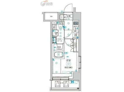 セジョリ横浜ウエストII(1K/6階)の間取り写真