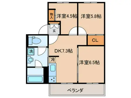 ハイムチェリー(3DK/2階)の間取り写真