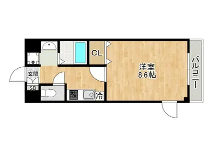 プリマベーラA棟(1K/4階)の間取り写真