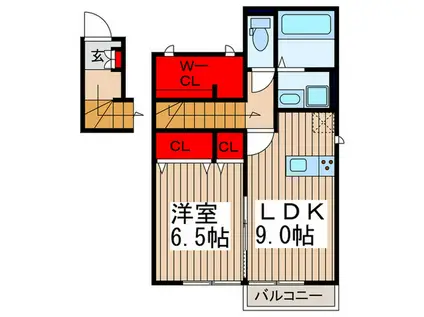 プランドール(1LDK/2階)の間取り写真