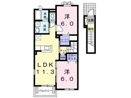 バーミィI(2LDK/2階)の間取り写真