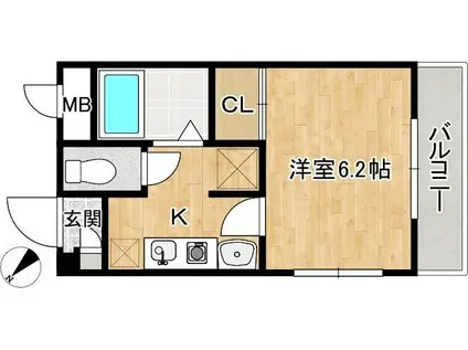 セピアコートZEN(1K/2階)の間取り写真