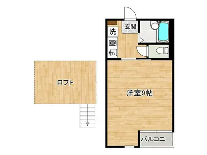 MOON下到津C棟(1K/2階)の間取り写真